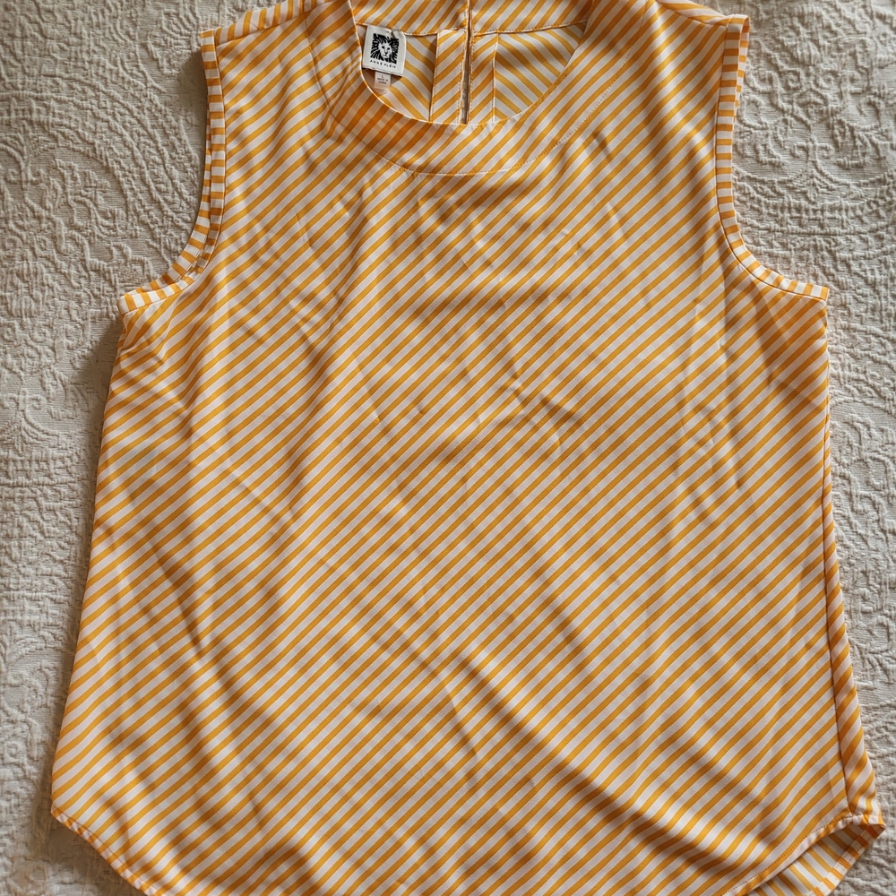 Anne Klein Mustard and White Striped Tank Top